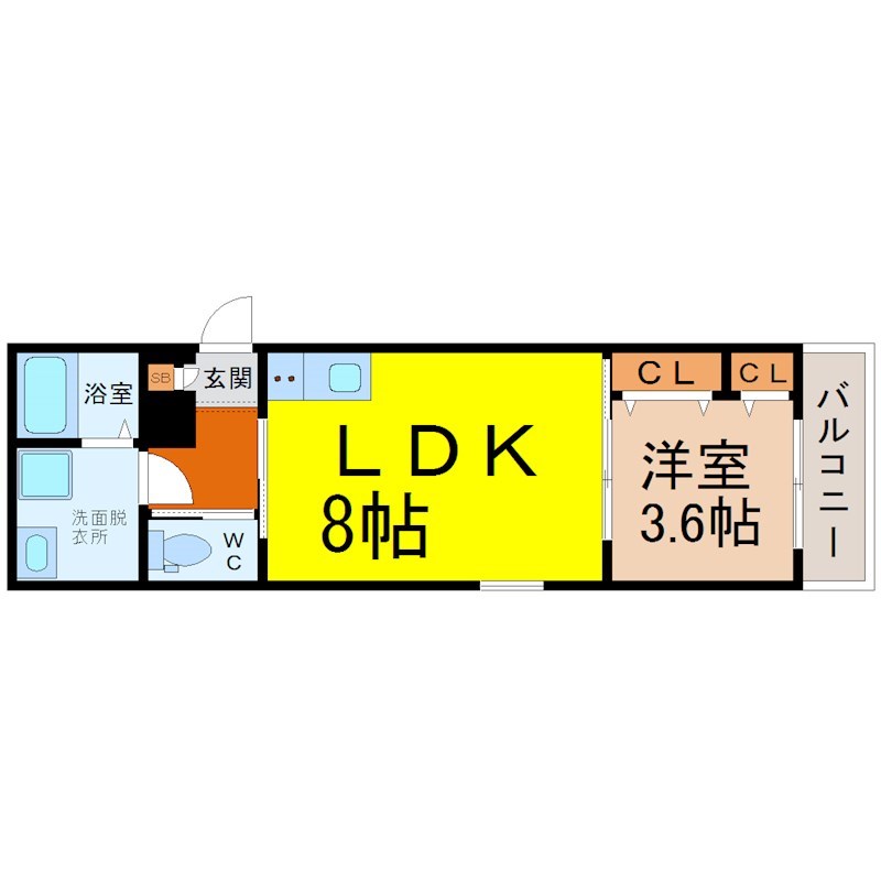 エステイトＮ名古屋星崎 間取り　ＬＤＫ8帖　洋室3.6帖