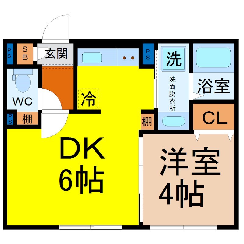 リーデンス名古屋駅西 間取図　LDK8.9帖　洋室3.0帖　
