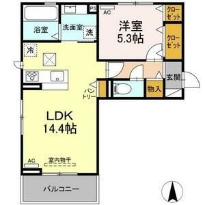 ミエル　ジャルダン 間取図　ＬＤＫ14.4帖　洋室5.3帖