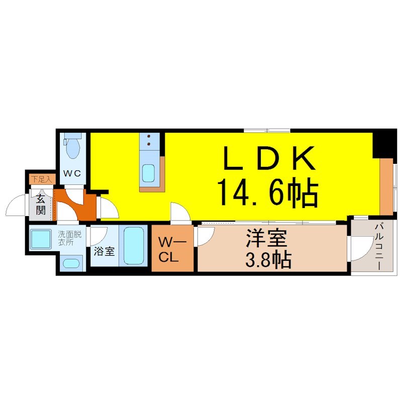 グリュック平和 間取図　ＬＤＫ14.6帖　ウォークインクローゼット