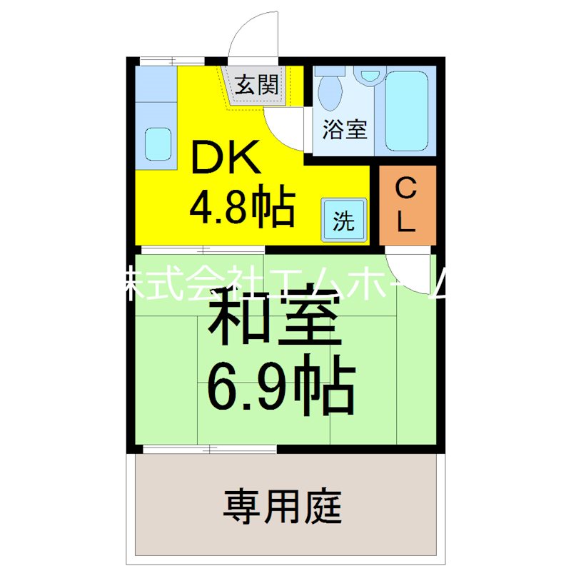 フォーブルアオイ 間取図　1フロア2部屋（全部屋角部屋）
