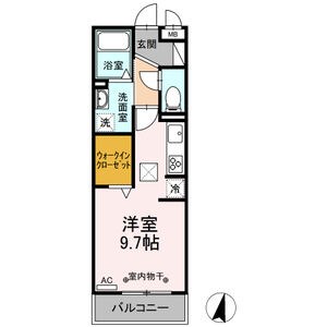 D-room黄金 間取図　洋室9.7帖　脱衣洗面所