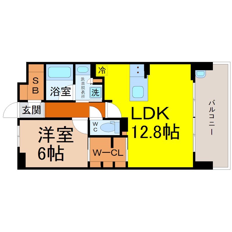 グランパセオ名駅那古野 間取図　ＬＤＫ12.8帖　洋室6.0帖