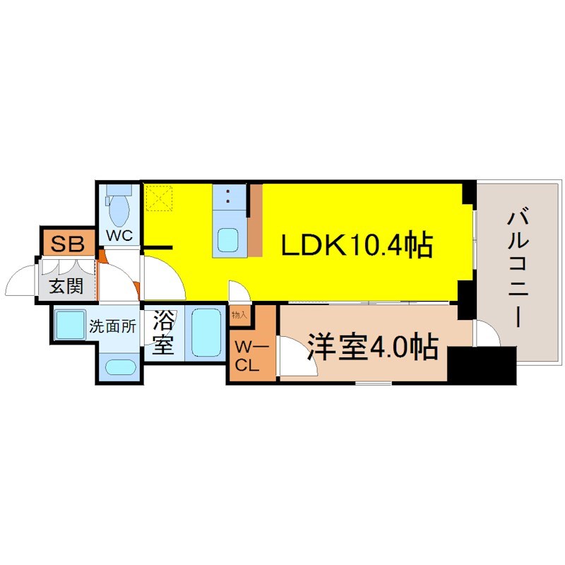 プレサンス ロジェ 車道駅前SOUTH 間取図　ＬＤＫ10.4帖　洋室4.0帖　カウンターキッチン