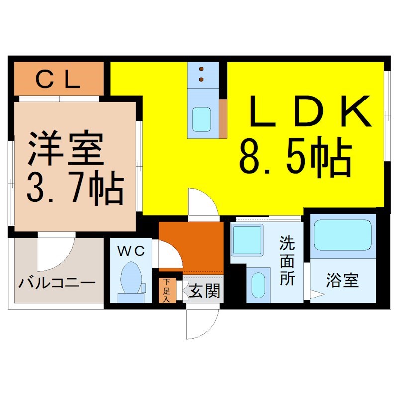 Ｌｅ ｓｏｌｅｉｌ ｐｉｎｏ 間取図　ＬＤＫ8.5帖　洋室3.7帖
