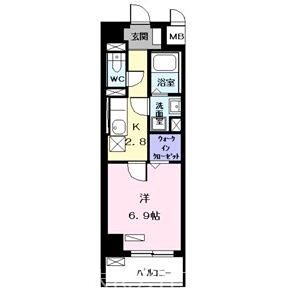 カランコエ川並 洋室6.9帖　バストイレ別　ウォークインクローゼット付