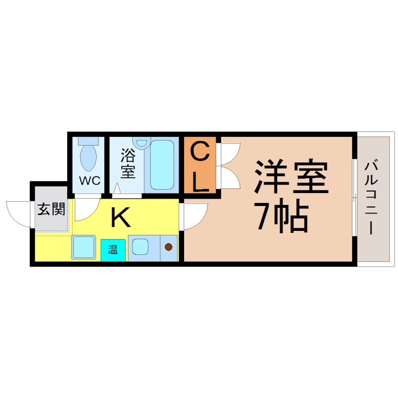 リバティハイツ白鳥 間取り　洋室7帖　エアコン完備