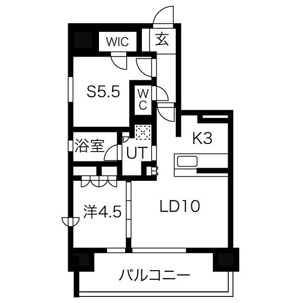 ミュプレ上前津 間取図　ＬＤＫ13帖　洋室5.5帖　洋室4.5帖