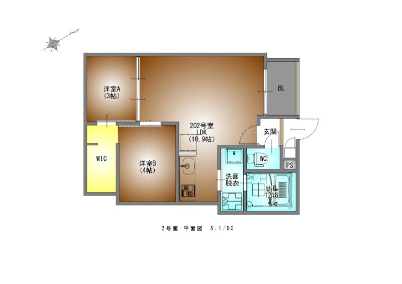 ＲＥＧＡＬＥＳＴ熱田神宮伝馬町 間取図　ＬＤＫ10.9帖　脱衣洗面所　バルコニー