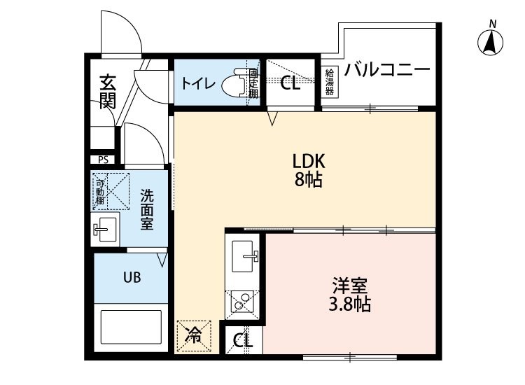 ｒｏｂｏｔ ｈｏｍｅ呼続 間取図　ＬＤＫ8帖　洋室3.8帖