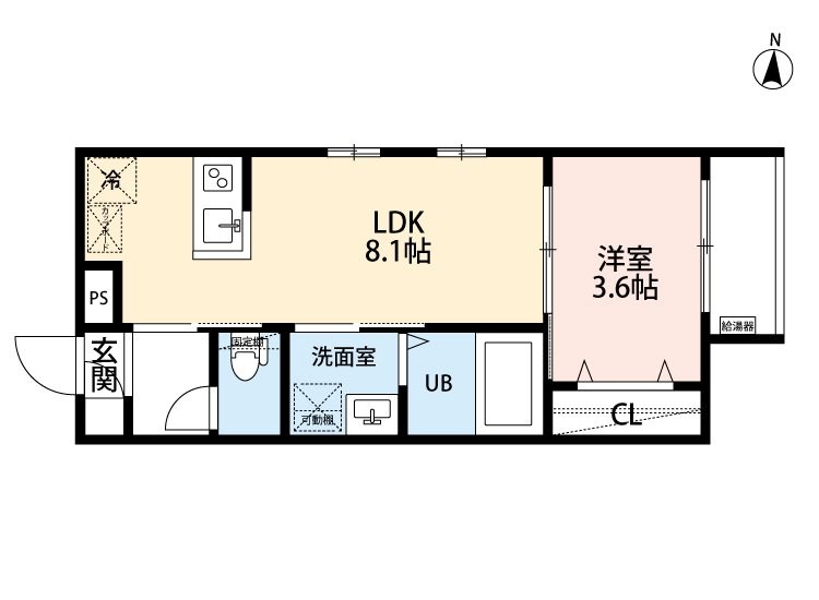 ｒｏｂｏｔ ｈｏｍｅ山王 間取図　ＬＤＫ8.1帖　洋室3.6帖