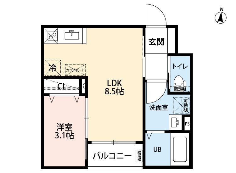 ｒｏｂｏｔ ｈｏｍｅ山王II 間取図　ＬＤＫ8.5帖　洋室3.1帖