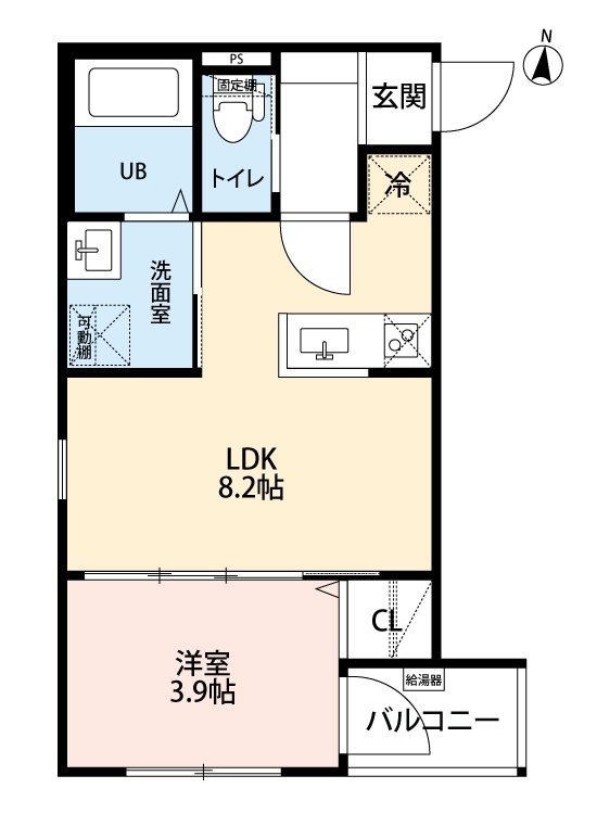 ｒｏｂｏｔ ｈｏｍｅ山王II 間取図　ＬＤＫ8.2帖　洋室3.9帖
