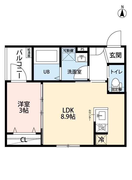 ｒｏｂｏｔ ｈｏｍｅ日比野 間取図　ＬＤＫ8.9帖　洋室3帖
