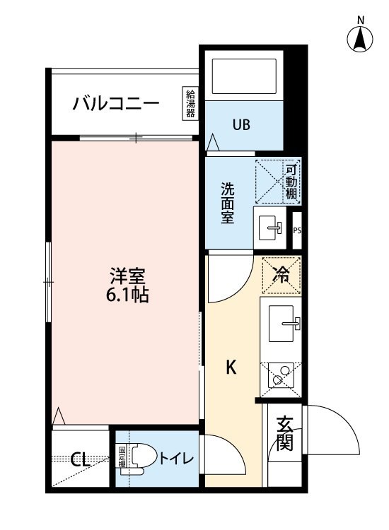 ｒｏｂｏｔ ｈｏｍｅ日比野 間取図　洋室6.1帖　脱衣洗面所　クローゼット付　バルコニー