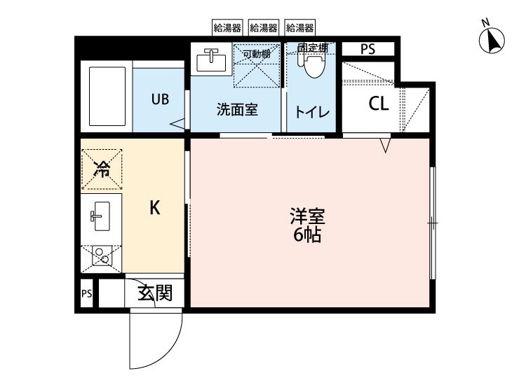 ａｒｉｅｓ長良 間取図　洋室6帖　脱衣洗面所　クローゼット付　バルコニー