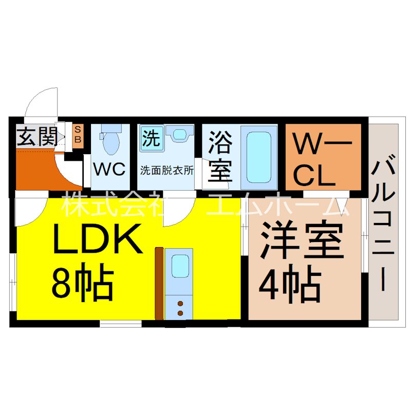 FAMILY STAGE八田（ファミリーステージ八田） 間取図　ＬＤＫ8帖　洋室4帖　　脱衣洗面所