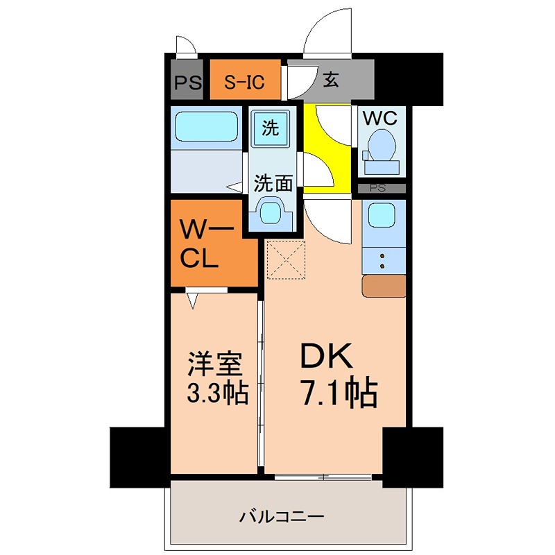 S－RESIDENCE神宮西駅前ａｓｃｅｎｔ DK7.1帖　洋室3.3帖　ウォークインクローゼット　収納充実してます