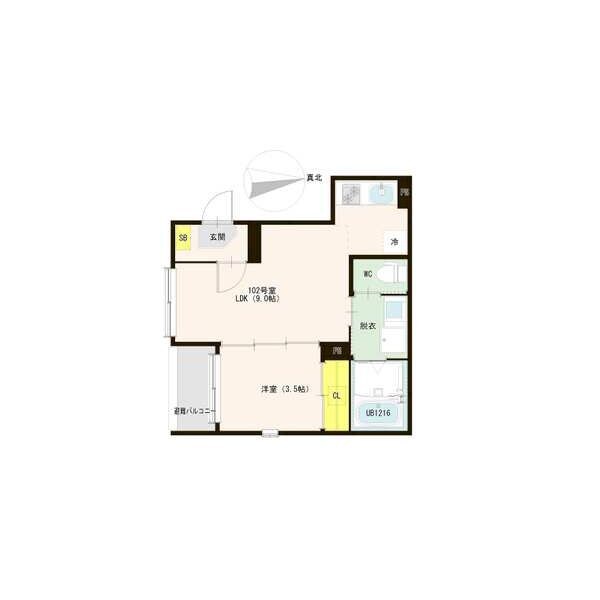 ハーモニーテラス烏森町Ⅱ 間取図　ＬＤＫ9帖　洋室3.5帖