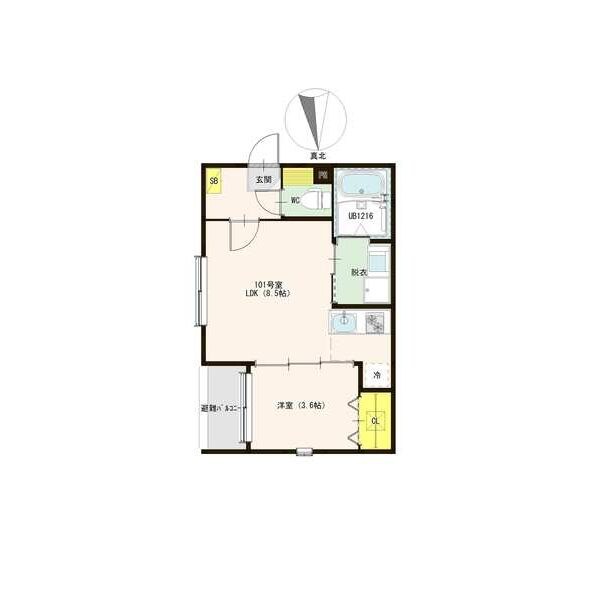 ハーモニーテラス烏森町Ⅲ 間取図　ＬＤＫ8.5帖　洋室3.6帖