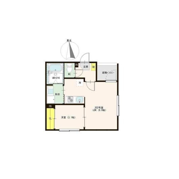 ハーモニーテラス烏森町Ⅲ 間取図　ＬＤＫ9帖　洋室3.1帖