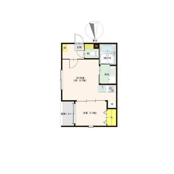 ハーモニーテラス烏森町Ⅲ 間取図　ＬＤＫ8.5帖　洋室3.6帖