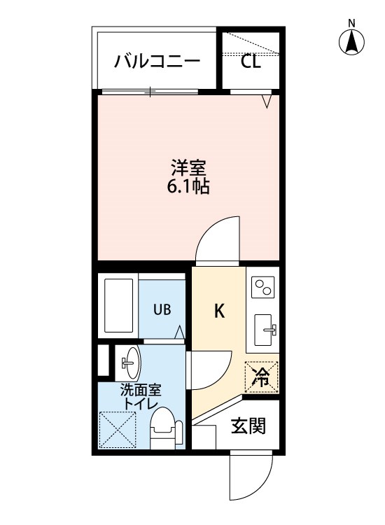 Ａｒｖｉｔａみずほ 間取り　洋室6.1帖　脱衣洗面所　バルコニー