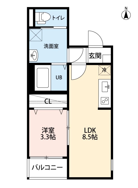 Ａｒｖｉｔａみずほ 間取り　ＬＤＫ8.5帖　洋室3.3帖　脱衣洗面所　バルコニー