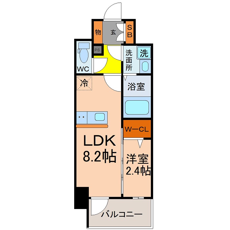 エスリード金山ル・グラン LDK8.2帖　洋室2.4帖　ウォークインクローゼット