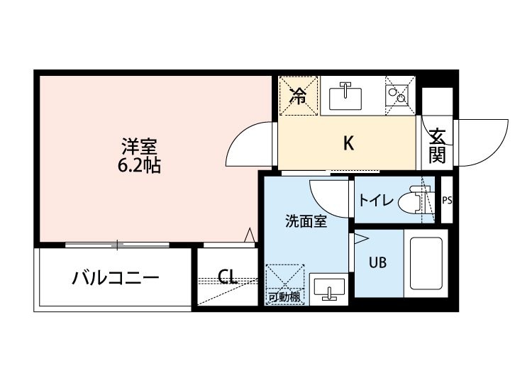 la Primavera 平針（ラプリマヴェーラ平針） 間取図　洋室6.2帖　脱衣洗面所