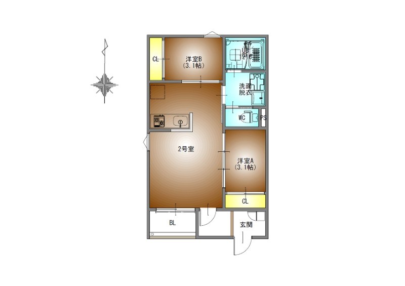 ＲＥＧＡＬＥＳＴ ＧＬＯＷ金山 間取図　ＬＤＫ11帖　脱衣洗面所　バルコニー