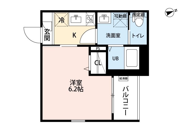 robot home 鶴里 間取図　洋室6.2帖　脱衣洗面所