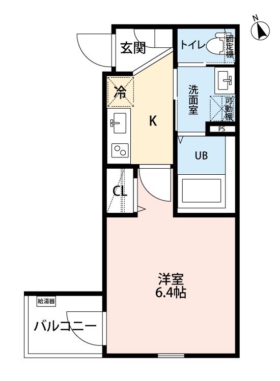 ｒｏｂｏｔ ｈｏｍｅ 新守山 間取図　洋室6.4帖　脱衣洗面所